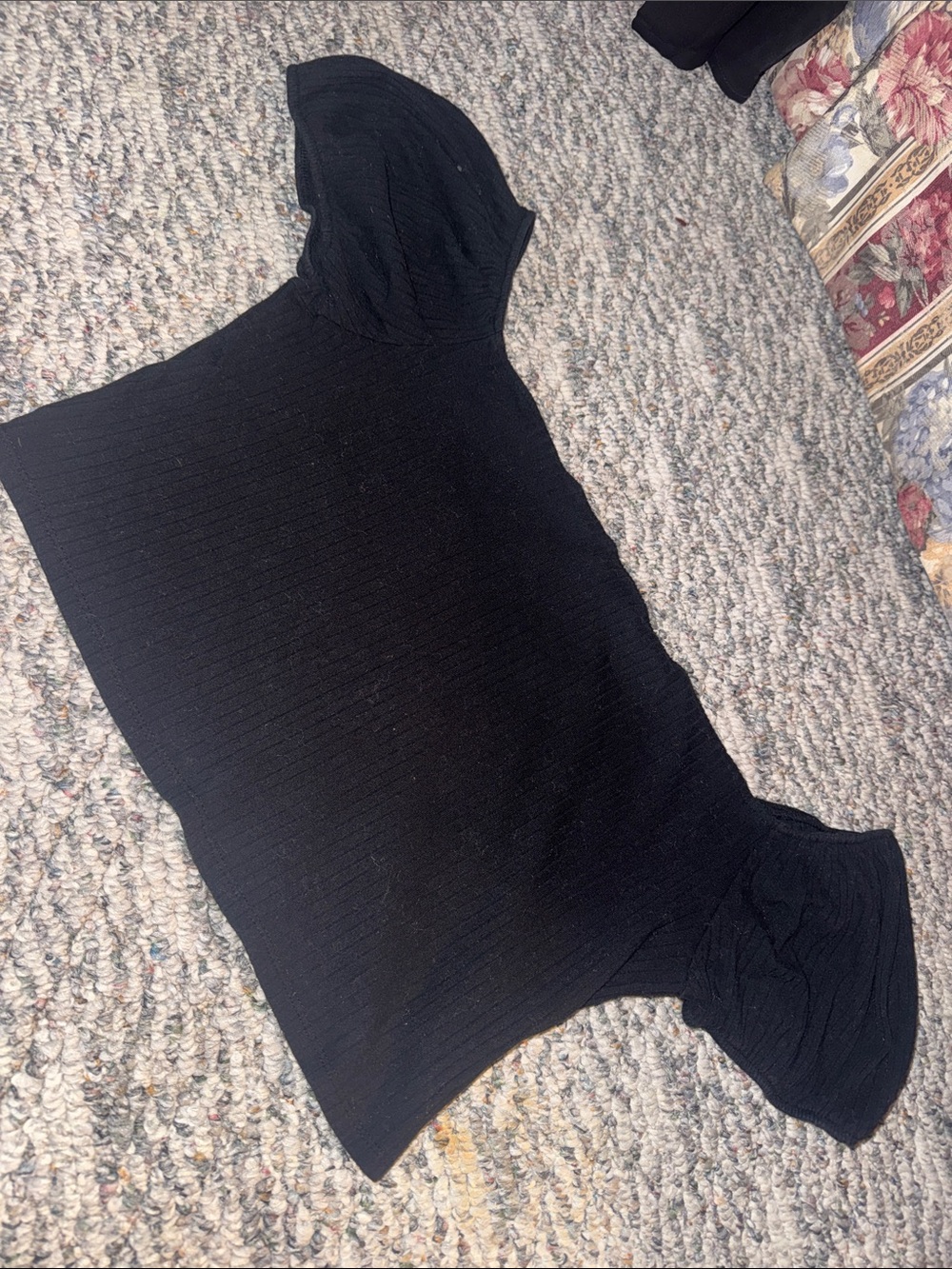 wild fable Black Ribbed Off-the-Shoulder Crop Top
